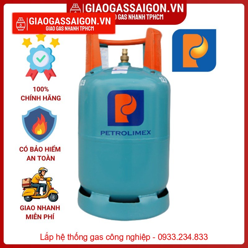 Bình Gas PetroLimex 12kg Van chụp, tay cam Bình Gas PetroLimex 12kg Van chụp, tay cam