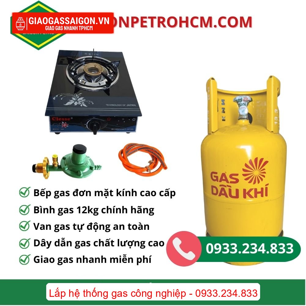 Bộ bình bếp đơn 12kg dầu khí vàng Bộ bình bếp đơn 12kg dầu khí vàng