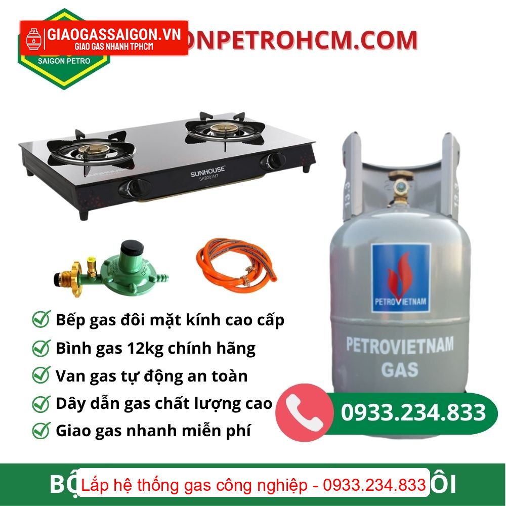 Bộ bình bếp đôi 12kg petrovietnam xám Bộ bình bếp đôi 12kg petrovietnam xám