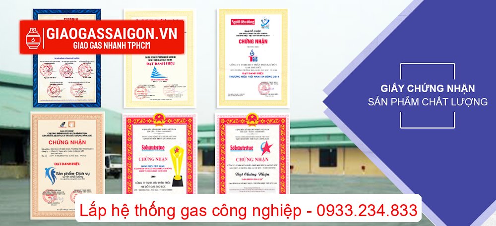 chứng nhận chất lượng của Gas Thủ Đức