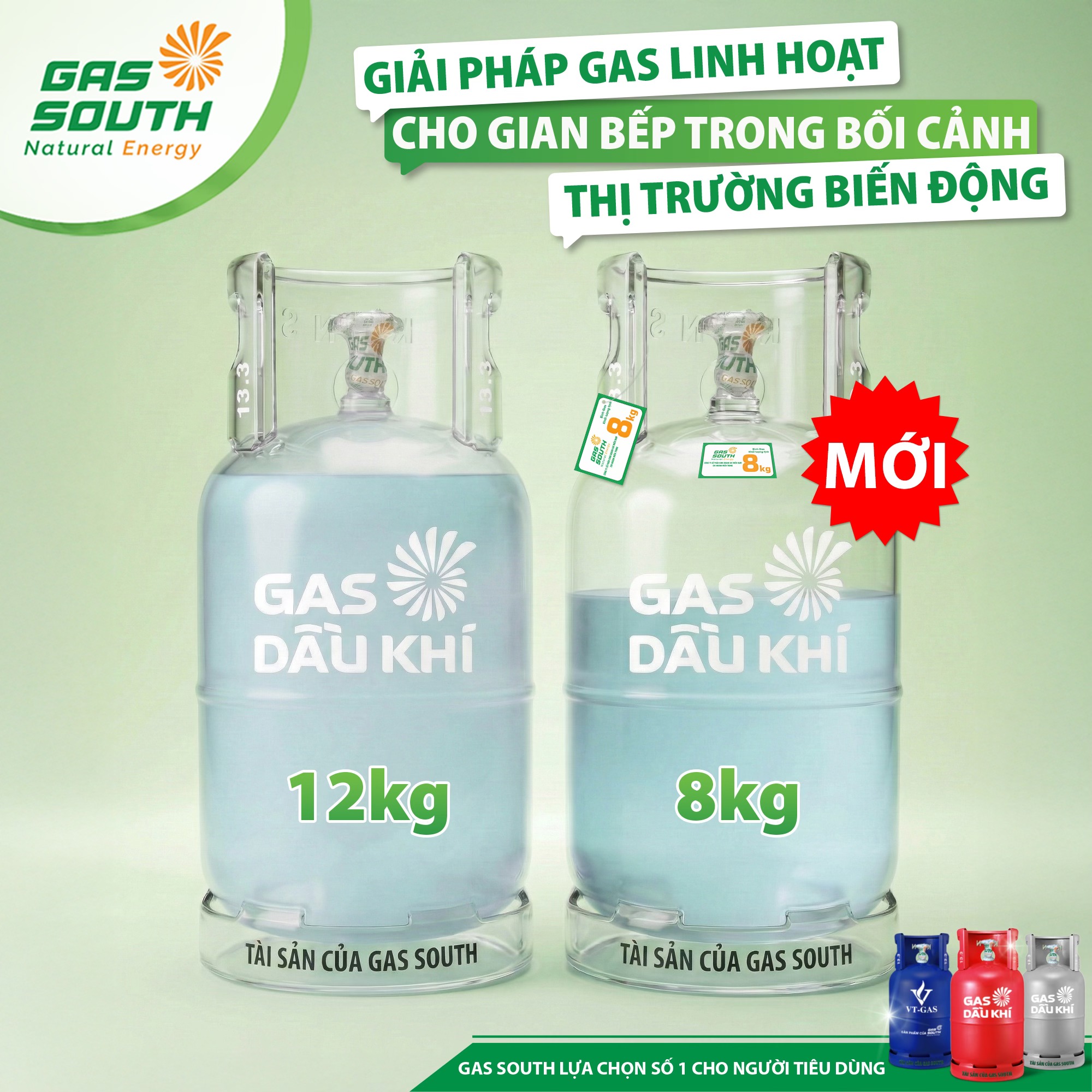 Gas South triển khai bình gas 8g trong vỏ 12kg Gas South triển khai bình gas 8g trong vỏ 12kg